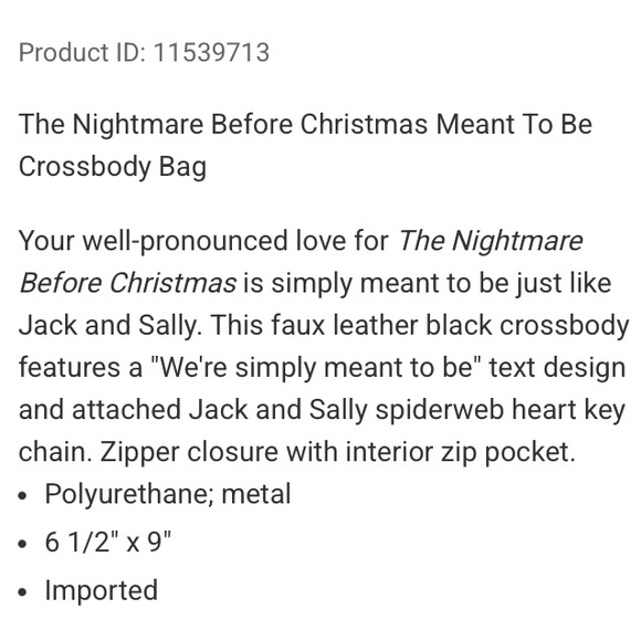 DISNEY THE NIGHTMARE BEFORE CHRISTMAS “Simply Meant To Be” CROSSBODY BAG BUNDLE! - Picture 9 of 15